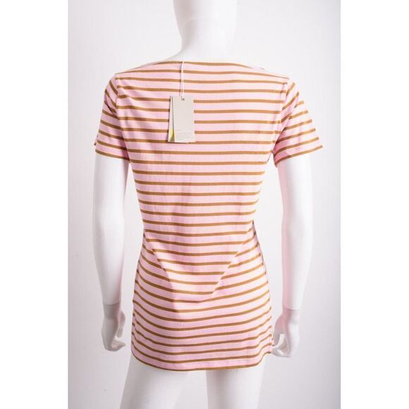 Boden Womens T-Shirt Shirt UK 8 US 4 Pink Brown Striped Short sleeve NWT - Picture 5 of 6